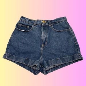 🚨SOLD🚨 American Apparel Made in USA High Waist Denim Cuff Shorts, Size 28